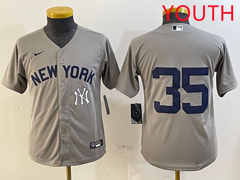 Youth New York Yankees #35 No Name Grey Game 2025 Nike MLB Jersey style 1